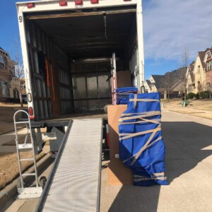 Moving boxes and furniture in new home
